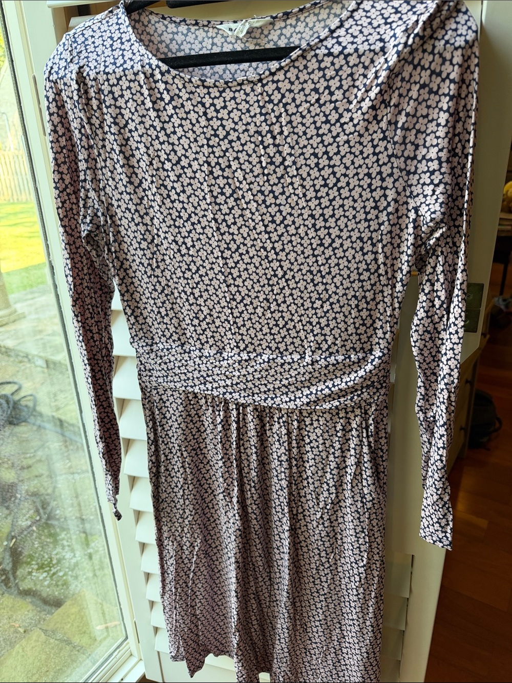 Boden Navy and light Pink Long-Sleeve Floral Dress